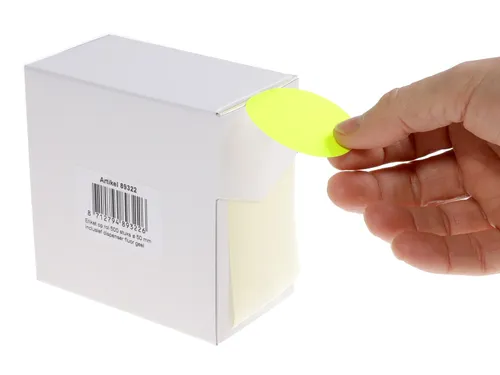 Etiketten Op Rol 50mm Fluor Geel Met Dispenser 500 Stuks