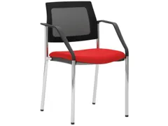 Stapelstoel,4Voeten,M. Armleuningen,Zitting Vlechtwerk Kersenrood