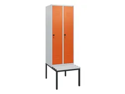 locker met bank,HxBxD 1950x600x815mm,2vak,vak B 300mm,draaigrendel