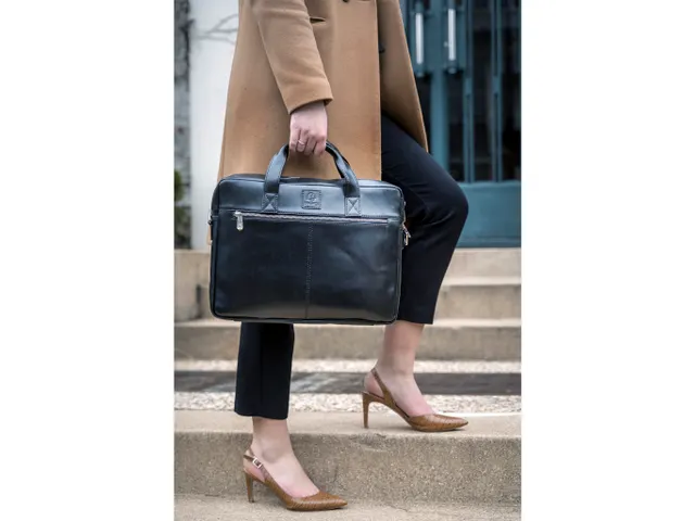 Computertas Exactive zwart leder