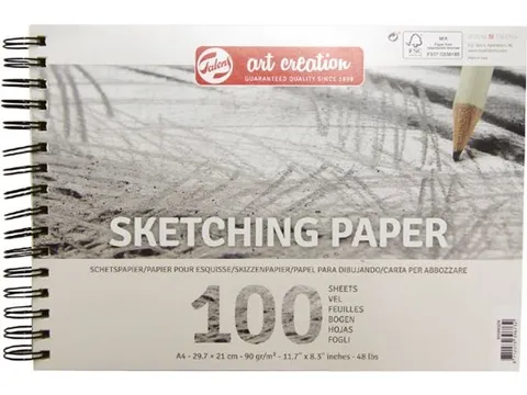 Schetspapier Talens Art Creation 100 witte vellen 90gr 297x210mm grijs
