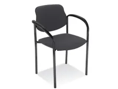 Bezoekersstoel,4Voeten Ronde Buis Zwart,M. Armleuningen