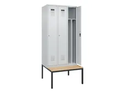 locker met bank,voor scheiding van kleding,HxBxD 2120x900x815mm,3vak
