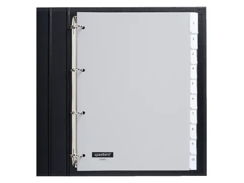Tabbladen Quantore A4 4-gaats 10-delig met venster grijs PP