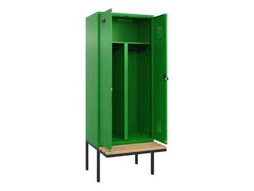 PBM-locker met bank,HxBxD 2120x800x815mm,2vak,vak B 400mm,draaigrendel