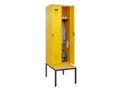 locker met bank,HxBxD 2120x600x815mm,2vak,vak B 300mm,draaigrendel