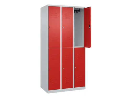 dubbeldekse locker,HxBxD 1850x900x500mm,3x2vak.,vak B 300mm,cil.-slot