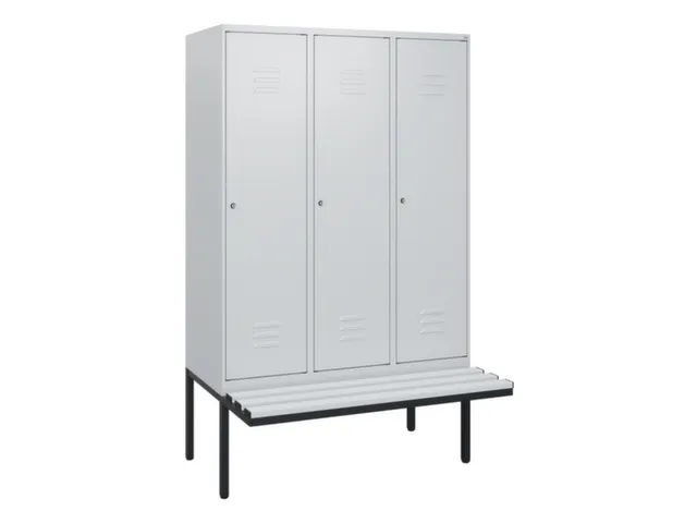 locker met bank,HxBxD 1950x1200x815mm,3vak,vak B 400mm,cil.-slot