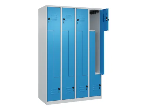 Z-garderobekast,HxBxD 1850x1200x500mm,vak B 150/300mm,draaigrendel