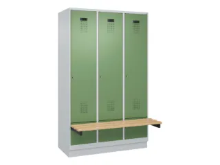 locker met bank,HxBxD 1950x1200x815mm,3vak,vak B 400mm,cilinderslot - 2