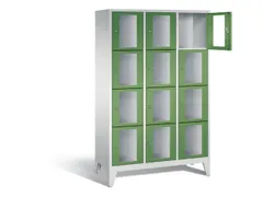 Lockerkast 1850x1200x500mm 3x4 vakken Cilinderslot Poten, RAL6011