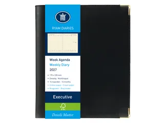 Agenda 2027 Ryam Executive Nappa 7dagen/2pagina's ringplastic zwart - 1