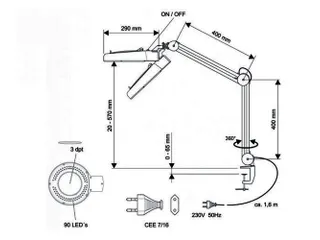 Bureaulamp Maul Viso Loep Led Klem Wit - 2