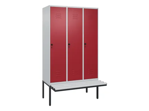 locker met bank,HxBxD 2120x1200x815mm,3vak,vak B 400mm,draaigrendel