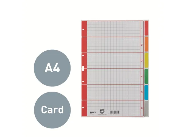 Tabbladen Leitz 4-gaats 4350 6-delig grijs karton