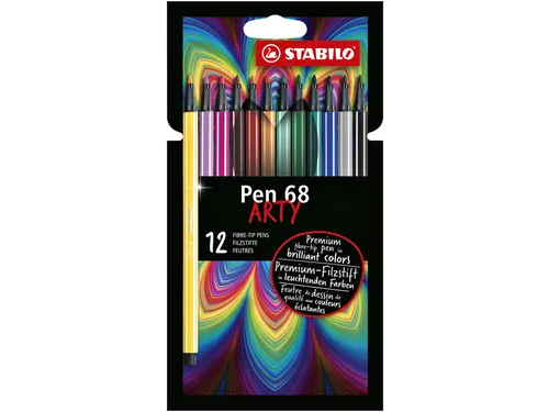Viltstift STABILO Pen 68/12 Arty medium assorti etui à 12 stuks