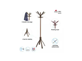Cafe houten kapstok met 10 haken in donker hout 176 cm. - 4