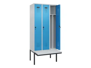 locker met bank,voor scheiding van kleding,HxBxD 2120x900x815mm,3vak - 1