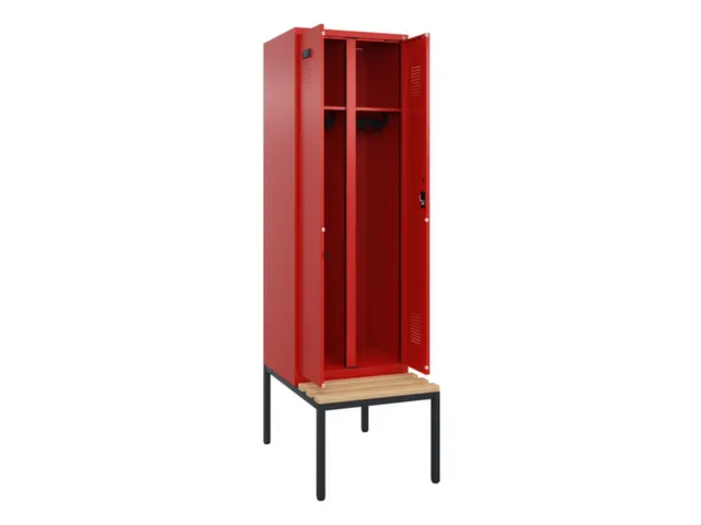 locker met bank,voor scheiding van kleding,HxBxD 2120x600x815mm,2vak