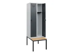 locker met bank,HxBxD 1950x600x815mm,2vak,vak B 300mm,draaigrendel
