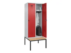 locker met bank,HxBxD 2120x800x815mm,2vak,vak B 400mm,draaigrendel