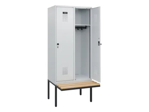 locker met bank,HxBxD 1950x800x815mm,2vak,vak B 400mm,draaigrendel