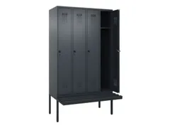 locker met bank,HxBxD 2120x1200x815mm,4vak,vak B 300mm,draaigrendel