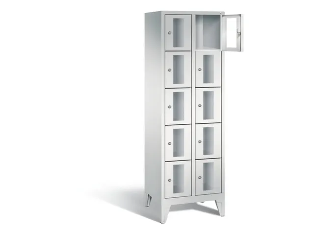 Lockerkast 1850x610x500mm 2x5 vakken Cilinderslot Poten, RAL7035