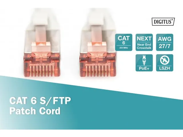 CAT 6 S-FTP patchkabel Cu LSZH AWG 27/7 Lengte 0.5m Wit