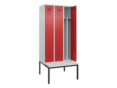 locker met bank,voor scheiding van kleding,HxBxD 2120x900x815mm,3vak