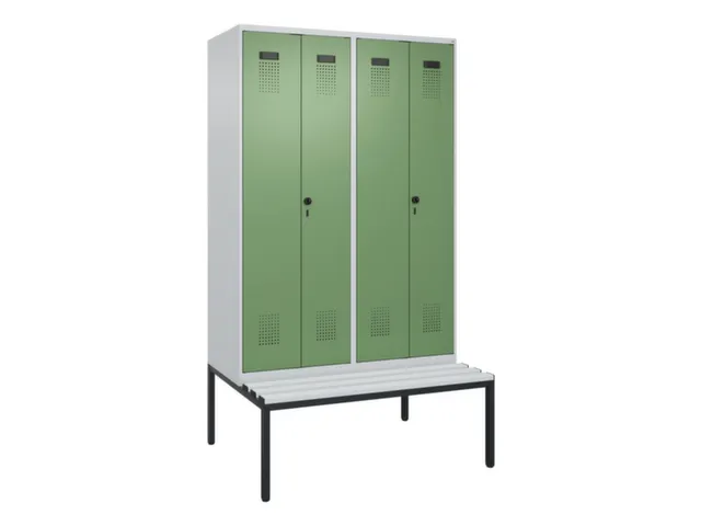 locker met bank,voor scheiding van kleding,HxBxD 2120x1200x815mm,4vak