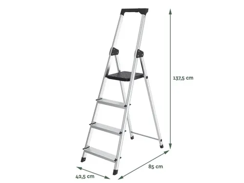 Huishoudtrap aluminium SL400 zilver 4 Treden