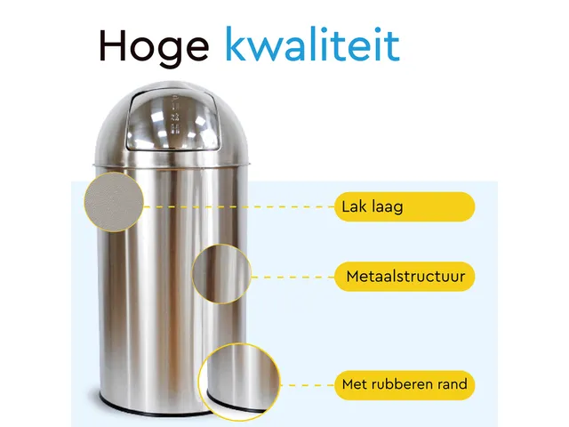 Afvalbak BRASQ Push Bin PB230+ 30 liter rvs