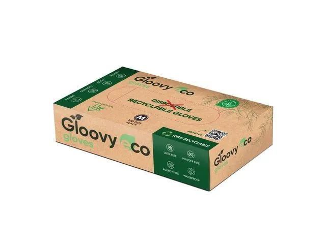 Gloovy Eco Duurzame Hygiëne Handschoen Zwart Maat S 20x100 stuks