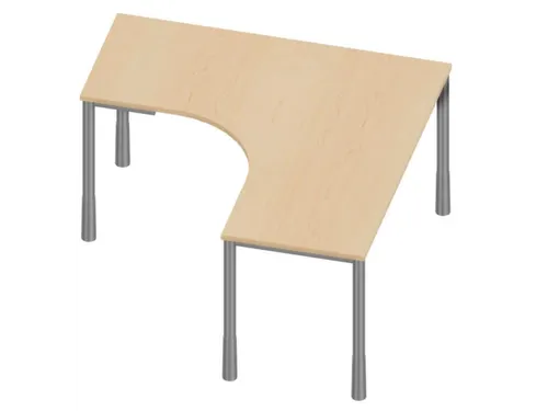 In hoogte verstelbaar bureau in vrije vorm,NE-esdoorn