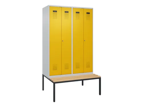 locker met bank,voor scheiding van kleding,HxBxD 2120x1200x815mm,4vak