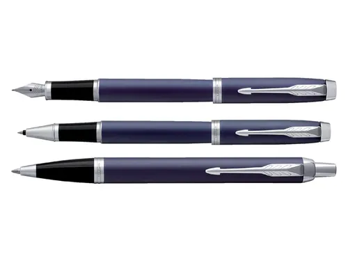 Rollerpen Parker IM Matte blue CT Finish Fijn Zwarte inkt