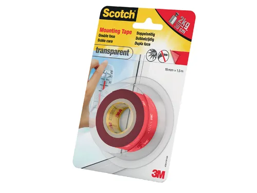 Plaktape 3m Scotch Montage 19mmx1.5m Transparant 2z