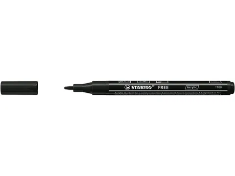 Acrylmarker STABILO Free Acrylic T100 zwart 1-2mm