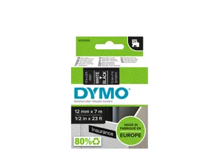 Labeltape Dymo 45021 D1 S720610 12mmx7m wit op zwart - 1