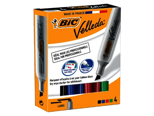 Viltstift Bic 1781 Whiteboard Schuin Assorti 3.2-5.5mm Set à 4st