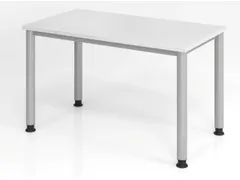 bureau,HxBxD 685-810x1200x670mm,blad wit,4voeten zilverkleurig