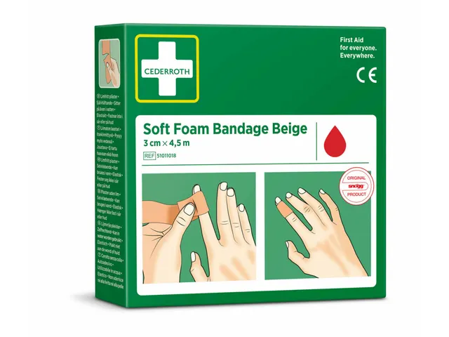 Pansement autoadhésif Cederroth Soft Foam beige 3cmx4,5m