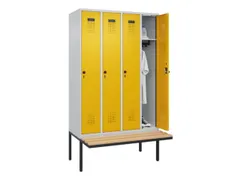locker met bank,HxBxD 2120x1200x815mm,4vak,vak B 300mm,draaigrendel