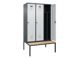 locker met bank,voor scheiding van kleding,HxBxD 2120x1200x815mm,3vak