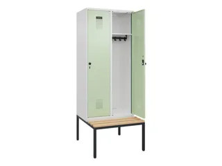 locker met bank,HxBxD 2120x800x815mm,2vak,vak B 400mm,draaigrendel - 2