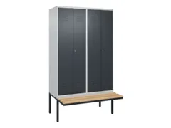 PBM-locker met bank,HxBxD 2120x1200x815mm,4vak,vak B 300mm,cil.-slot