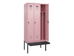 locker met bank,voor scheiding van kleding,HxBxD 2120x900x815mm,3vak
