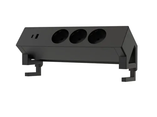 Stekkerdoos Euroseats opbouw 3 voudig USB A+C zwart