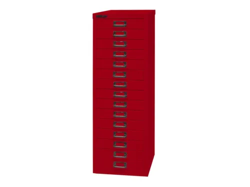 kantoor-ladekast HxBxD 860x279x380mm 15 laden romp kardinaalrood staal